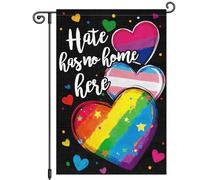 Drapeaux De Maison La Fierté, La Haine N'Ont Pas Leur Place Ici, L'Rainbow, L'Amour, Le Cœur 30X45Cm Drapeau De Festival Décoratif Imprimé Bannières Pour Dortoirs Vacances Événement