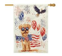 Drapeaux de maison Lakeland Terrier du 4 juillet 71 x 101,6 cm double face pour l'extérieur, drapeau vertical standard américain 250 ans en toile, drapeau patriotique pour l'avant de la cour