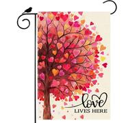 Drapeaux De Maison L'Amour Est Ici ! Arbre En Forme De Cœur, Journée Des Amoureux Drapeaux Double Face Durable 30X45Cm Drapeau De Jardin Pour Ferme Dortoirs