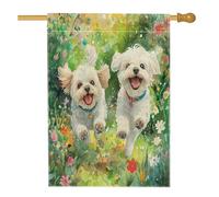 Drapeaux de maison maltais de printemps 71,1 x 101,6 cm double face, jolies fleurs florales standard en toile de jute pour maison, drapeaux de jardin pour animaux de compagnie, décoration extérieure