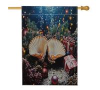 Drapeaux de maison nautilus de Noël océan, 71,1 x 101,6 cm, double face pour l'extérieur, amusant, mer côtière, vie marine standard, drapeau vertical en toile pour maison, vacances, plage, devant cour