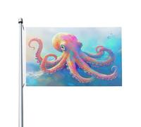 Drapeaux de maison Octopus In The Ocean Yard - 91 x 152 cm - Avec œillets - Décoration d'intérieur ou d'extérieur