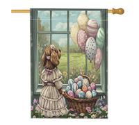 Drapeaux de maison pour chien de printemps Pâques Bretagne 71,1 x 101,6 cm double face pour extérieur, chiot de campagne victorienne standard en toile verticale pour maison, ferme, avant cour