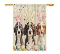 Drapeaux de maison pour chien de printemps Pâques Bretagne 71,1 x 101,6 cm double face pour l'extérieur, œufs mignons amusants chiot en toile verticale standard, drapeau imprimé funky animal de