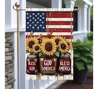 Drapeaux De Maison Que Dieu Bénisse L'Amérique Tournesols Bannière Double Face Décoratif 30X45Cm Drapeau De Jardin Pour Plage Dortoirs
