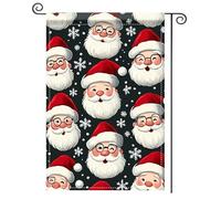 Drapeaux De Maison Scène Des Visages Du Père Noël Et Des Flocons De Neige Drapeaux Double Face Décoratif 30X45Cm Drapeau De Jardin Pour Ferme Vacances