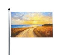 Drapeaux de maison Sunrise The Road Leads To The Sea Yard - 0,9 x 1,5 m - Avec œillets - Décoration d'intérieur et d'extérieur