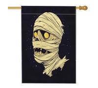 Drapeaux de maison sur le thème des momies effrayantes - 71,1 x 101,6 cm - Double face - Horreur gothique - En toile de jute - Drapeaux fantaisie pour arrière-cour - Décoration extérieure