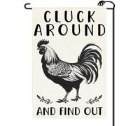 Drapeaux De Maison Un Drôle De Poulet Glousse Et Découvre 30X45Cm Drapeau De Bienvenue Durable Imprimé Bannières Pour Chambres Plage Toutes Les Saisons