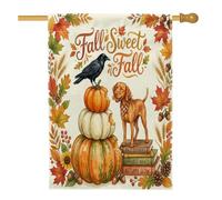 Drapeaux de maison verticaux à l'aquarelle pour chien Vizsla d'automne - 71 x 101,6 cm - Double face pour l'extérieur, citrouille d'automne - Drapeau imprimé pour la maison, la décoration extérieure