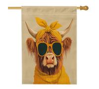 Drapeaux de maison verticaux en lin de vaches des Highlands de printemps, 71 x 101,6 cm, double face pour l'extérieur, cool et amusant pour la maison, l'extérieur, motif animal