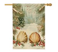 Drapeaux de maison vintage de Noël 71 x 101,6 cm double face pour l'extérieur, plage rétro, vie marine, drapeau vertical standard en toile pour maison, vacances, plage, devant cour, arrière-cour
