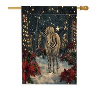 Drapeaux de maison zèbres Merry Christmas 71,1 x 101,6 cm pour extérieur, forêt, neige, animal de Noël, drapeaux verticaux standard en lin pour la maison, les vacances, la faune sauvage, la cour, le
