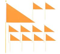 Drapeaux de Marquage de Pelouse 10 Pièces en Polyester, Tiges Bambou | Orange, Résistants aux Intempéries, pour Chantiers, Jardins et Clôtures Invisibles, Lot Pratique