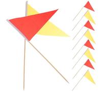 Drapeaux de Marquage Mât 10 Pièces, Bois Polyester | 40 Cm, Pointes Triangulaires à Planter, Usage Jardin et Pelouse, pour Arrosage et Tente de Camping