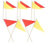 Drapeaux de Marquage Triangulaires 10 Pièces, Mât en Bois | Polyester, pour Irrigation et Pelouse, Usage Industriel et Camping, Pointe à Planter