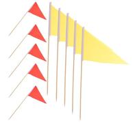 Drapeaux de Marquage Triangulaires Piquets en Bois de 40 CM | Polyester Coloré Très Visible, Insertion Facile Sol, pour Jardins, Chantiers, Clôtures Invisibles et Équipes D’arpentage