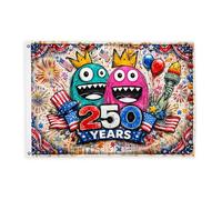 Drapeaux de monstres pour extérieur, motif dessin animé, feux d'artifice royaux, drapeaux décoratifs pour extérieur, panneaux avec œillets décoratifs pour jardin, entrée, maison, terrasse, camping