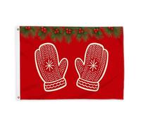 Drapeaux de moufles pour extérieur, Noël festif de pin, houx, drapeaux rouges de Noël avec bannière en corde, décoration d'extérieur résistante à la décoloration pour porche, jardin, balcon, maison