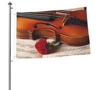 Drapeaux de musique pour violon pour l'extérieur 6 x 91 cm, drapeau de jardin saisonnier double face avec œillets, drapeau d'extérieur pour décoration de maison, toile de fond pour photo