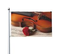 Drapeaux de musique pour violon pour l'extérieur de 0,9 x 1,5 m, drapeau de jardin saisonnier double face, bannière de vacances avec œillets, drapeau d'extérieur pour décoration de maison, toile de