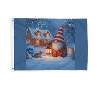 Drapeaux de nain de Noël pour extérieur, lanterne fantaisie, renard, drapeaux bleus de Noël avec bannière en corde, décoration d'extérieur résistante à la décoloration pour porche, jardin, balcon