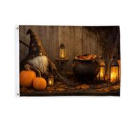 Drapeaux de nain pour extérieur, lanterne citrouille fantaisie, orange, bannière décorative d'extérieur résistante à la décoloration pour terrasse, patio, camping, porche avant 0,9 x 1,5 m