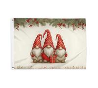 Drapeaux de nains pour extérieur, sapin de Noël fantaisie, drapeau rouge houx avec bannière en corde, décoration d'extérieur résistante à la décoloration pour porche, balcon, terrasse, patio, 6 x 0,9