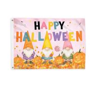 Drapeaux de nains pour l'extérieur, citrouilles festives d'Halloween, bonbons, Halloween, drapeaux orange avec bannière en corde, décoration d'extérieur résistante à la décoloration pour jardin