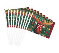Drapeaux de Noël amusants avec imprimé élan - Polyvalents - Pour fête, défilé, célébration, vacances, mariage, décoration d'intérieur