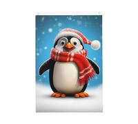 Drapeaux de Noël amusants de pingouins pour l'extérieur 6,1 x 0,9 m - Drapeau de jardin vertical double face - Bannière de vacances avec œillets - Drapeau de maison pour pelouse, porche, décoration
