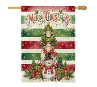 Drapeaux de Noël bizarres de maison de moutons 71,1 x 101,6 cm pour l'extérieur, drapeaux verticaux de Noël amusants en lin rouge, vert, décoration extérieure imprimée