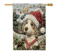 Drapeaux de Noël Bretagne pour maison de chien 71,1 x 101,6 cm double face, arbre de Noël fantaisie standard en toile de jute pour maison, drapeaux de jardin pour animaux de compagnie, décoration