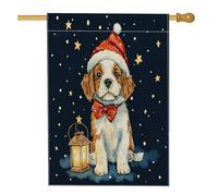 Drapeaux de Noël Bretagne pour maison de chien, 71,1 x 101,6 cm, double face pour décoration, jolies étoiles de Noël sur le devant de la cour, drapeaux de maison en toile de jute pour animaux de