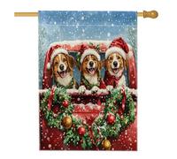 Drapeaux de Noël Bretagne pour maison de chien, 71,1 x 101,6 cm, double face pour extérieur, camion de Noël amusant en lin vertical, drapeaux de maison, drapeau imprimé pour animaux de compagnie