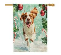 Drapeaux de Noël Bretagne pour maison de chien, 71,1 x 101,6 cm, double face pour l'extérieur, mignon et drôle en toile de lin vertical, drapeau imprimé pour la maison, le devant de la cour