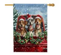 Drapeaux de Noël Catahoulas léopard pour maison de chien, 71,1 x 101,6 cm, double face pour extérieur, camion de Noël amusant en lin vertical, drapeaux de maison, drapeau imprimé pour animaux de