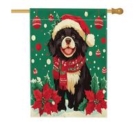 Drapeaux de Noël de Terre-Neuve pour maison de chien, 71,1 x 101,6 cm pour l'extérieur, Noël d'hiver pour animal de compagnie, chiot, drapeau vertical standard en lin, pour maison, Nouvel An, cour