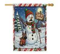Drapeaux de Noël d'hiver pour maison de chien malinois belge 71,1 x 101,6 cm pour extérieur, drapeaux verticaux en lin standard de Noël funky, drapeaux verticaux en lin pour vacances, devant cour