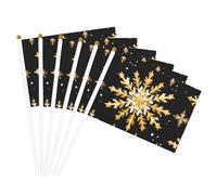 Drapeaux de Noël dorés avec imprimé flocon de neige - Polyvalents - Pour fête, défilé, célébration, vacances, mariage, décoration d'intérieur