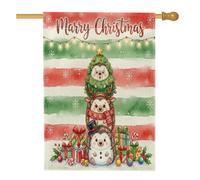 Drapeaux de Noël étranges de maison hérisson 71 x 101,6 cm pour l'extérieur, drapeaux verticaux de Noël amusants en lin standard, rouge et vert, décoration extérieure imprimée