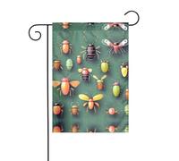 Drapeaux de patio imprimés de l'Atlas des insectes - Drapeaux d'extérieur double face, décoration d'intérieur et d'extérieur saisonnière pour l'automne