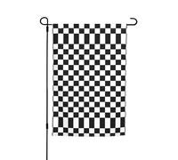 Drapeaux de pavillon à carreaux noirs et blancs avec motifs, adaptés pour la décoration de jardin, de balcon et de terrasse.