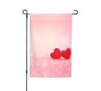 Drapeaux de pavillon à paillettes roses en forme de cœur rouge avec motifs, drapeaux de terrasse verticaux, adaptés pour balcon, jardin et porche.