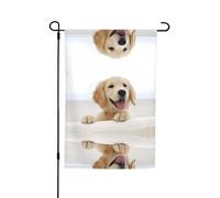 Drapeaux de pavillon Golden Retriever Puppies avec motifs, drapeaux de terrasse verticaux, adaptés pour balcon, jardin et porche.
