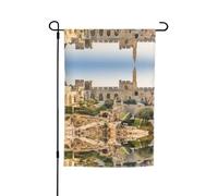 Drapeaux de pavillon Israël à la tour de David avec motifs, drapeaux de patio verticaux, adaptés pour balcon, jardin et porche.