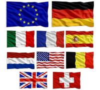 Drapeaux de pays 10pcs / set 3x5ft vif des drapeaux mondiaux imperméables résistants à la fonte comprend l'Union européenne, l'Italie, 'allemand, 'Espagne, les Pays-Bas, la France, la Suisse, la Gr