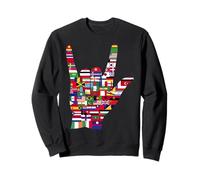 Drapeaux de Pays en Langue des Signes « I Love You » pour Professeur ASL Sweatshirt
