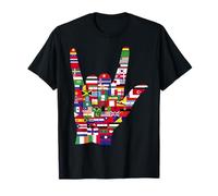 Drapeaux de Pays en Langue des Signes « I Love You » pour Professeur ASL T-Shirt