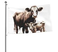 Drapeaux de peinture de vache pour l'extérieur 6 x 91 cm, drapeau de jardin saisonnier double face avec œillets, drapeau d'extérieur pour décoration de maison, toile de fond pour photo